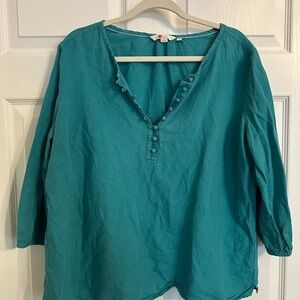 Boden Teal Blouse with Button Detail